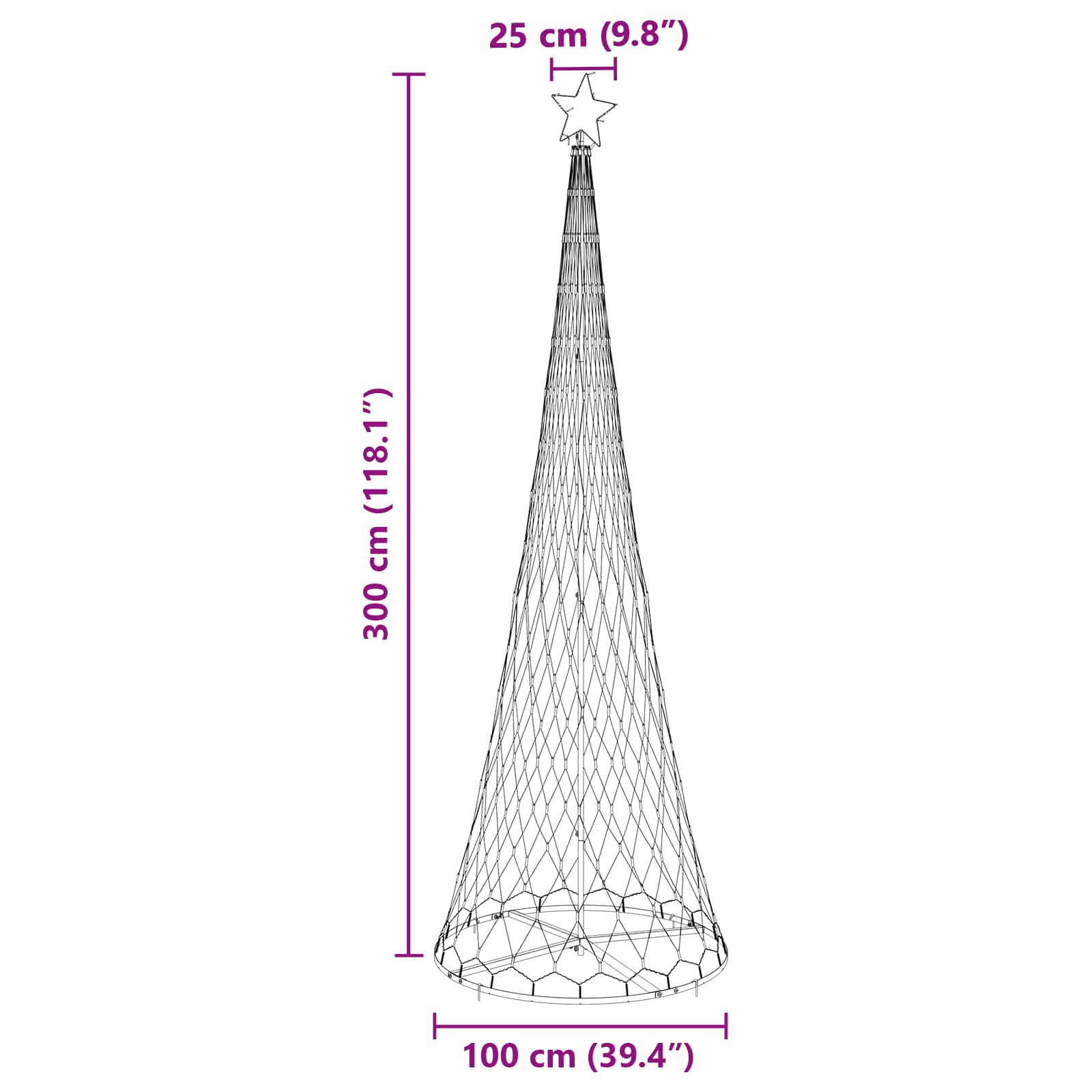 LED-Weihnachtsbaum mit 230 LEDs Mehrfarbig 184,5 cm Metall