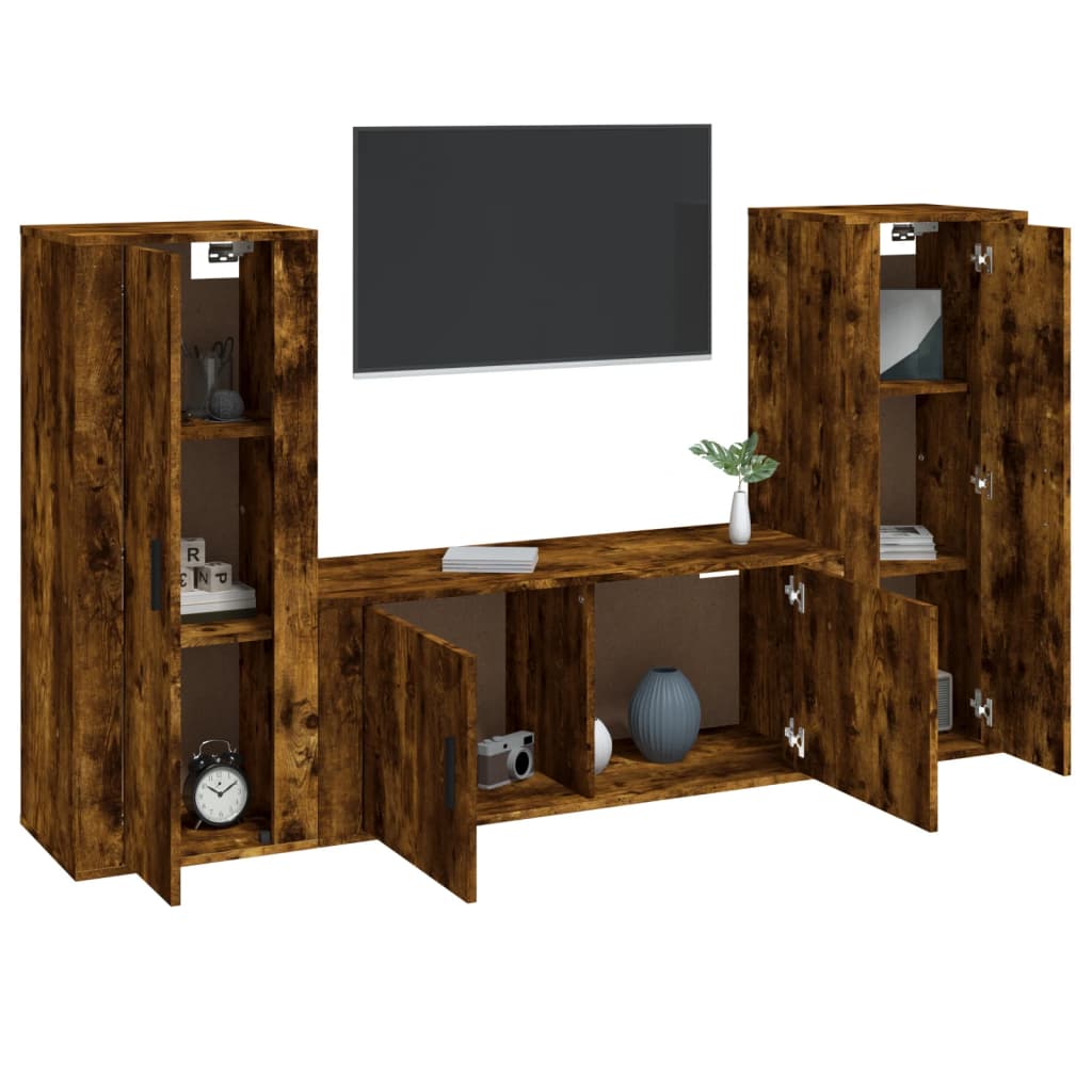 3-tlg. TV-Schrank-Set Weiß Holzwerkstoff
