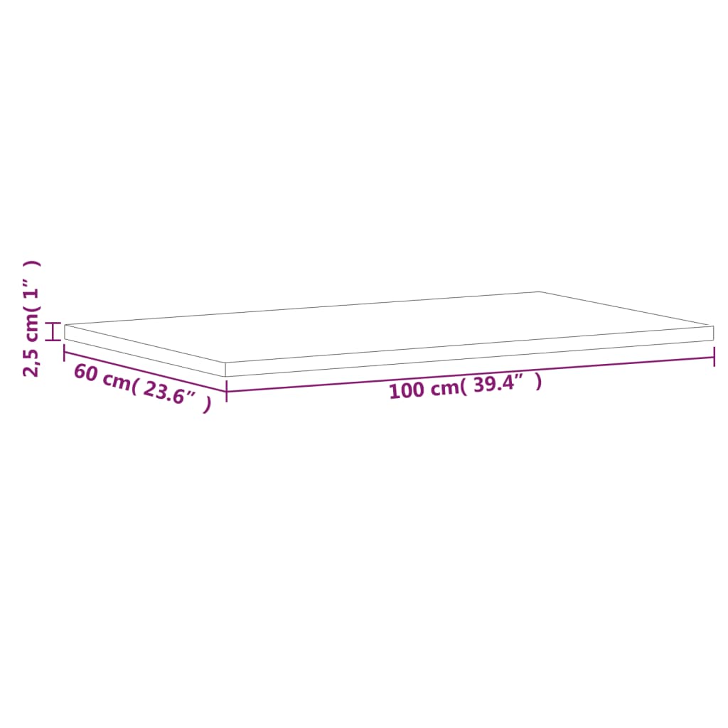 Tischplatte 80x40x1,5 cm Rechteckig Massivholz Buche