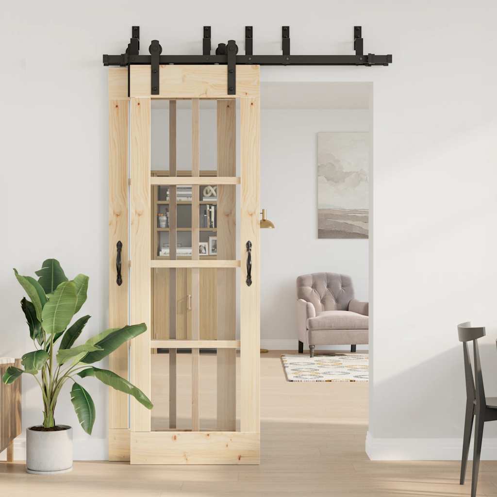 Schiebetürbeschlag-Set 183 cm Stahl Schwarz