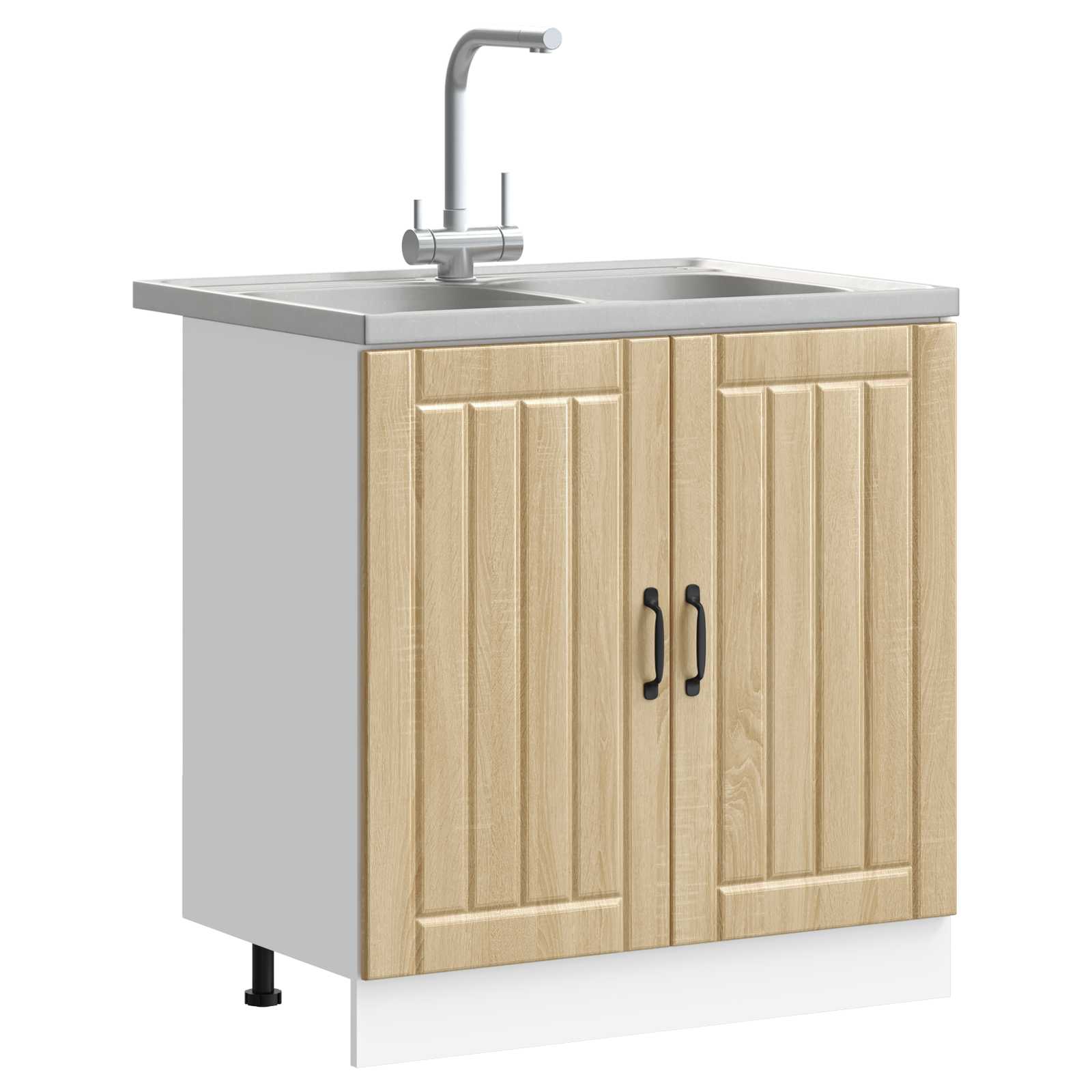 Waschbecken-Unterschrank mit Tür Lucca 2 pcs Weiß Holzwerkstoff