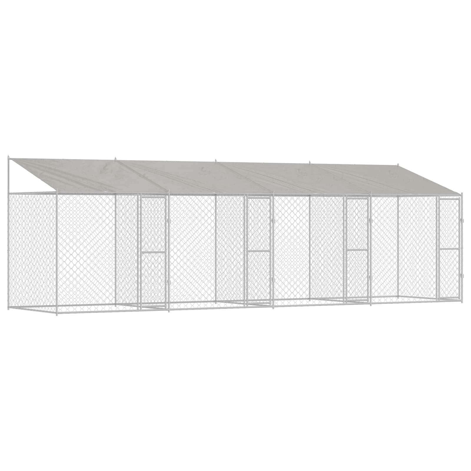 Hundezwinger mit Dach und Tür Grau 2x2x2 m Verzinkter Stahl