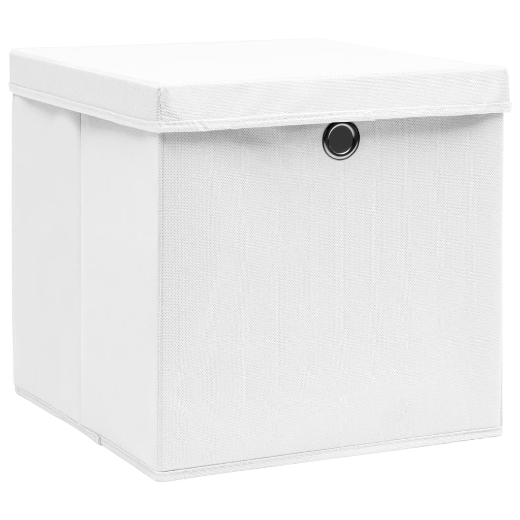 Aufbewahrungsboxen mit Deckeln 10 Stk. 28x28x28 cm Schwarz
