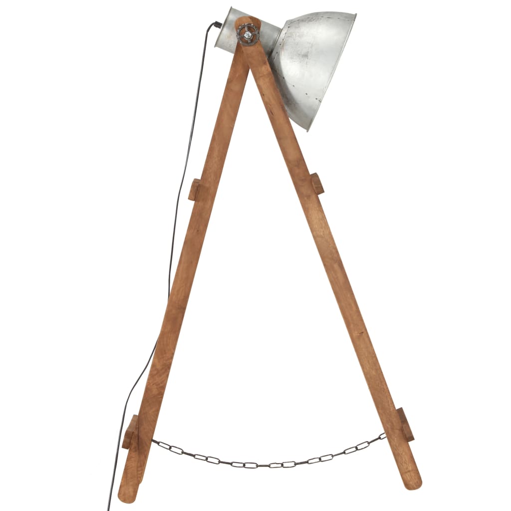Stehlampe Silbern E27 Mango Massivholz