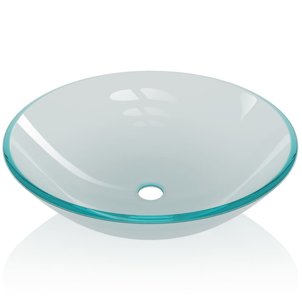 Waschbecken mit Armatur und Ablaufgarnitur Hartglas