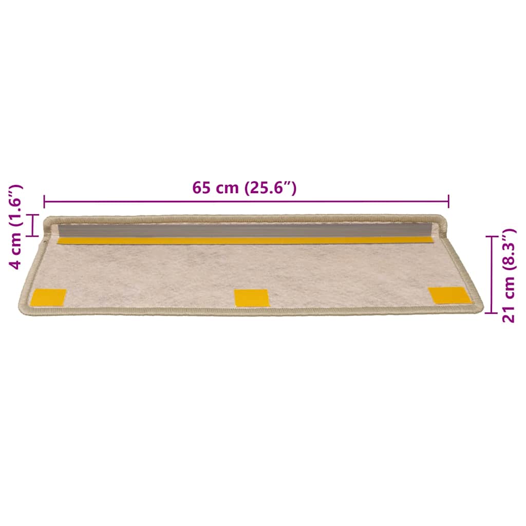 Treppenmatten Selbstklebend Sisal-Look 15 Stk. 65x21x4 Platina