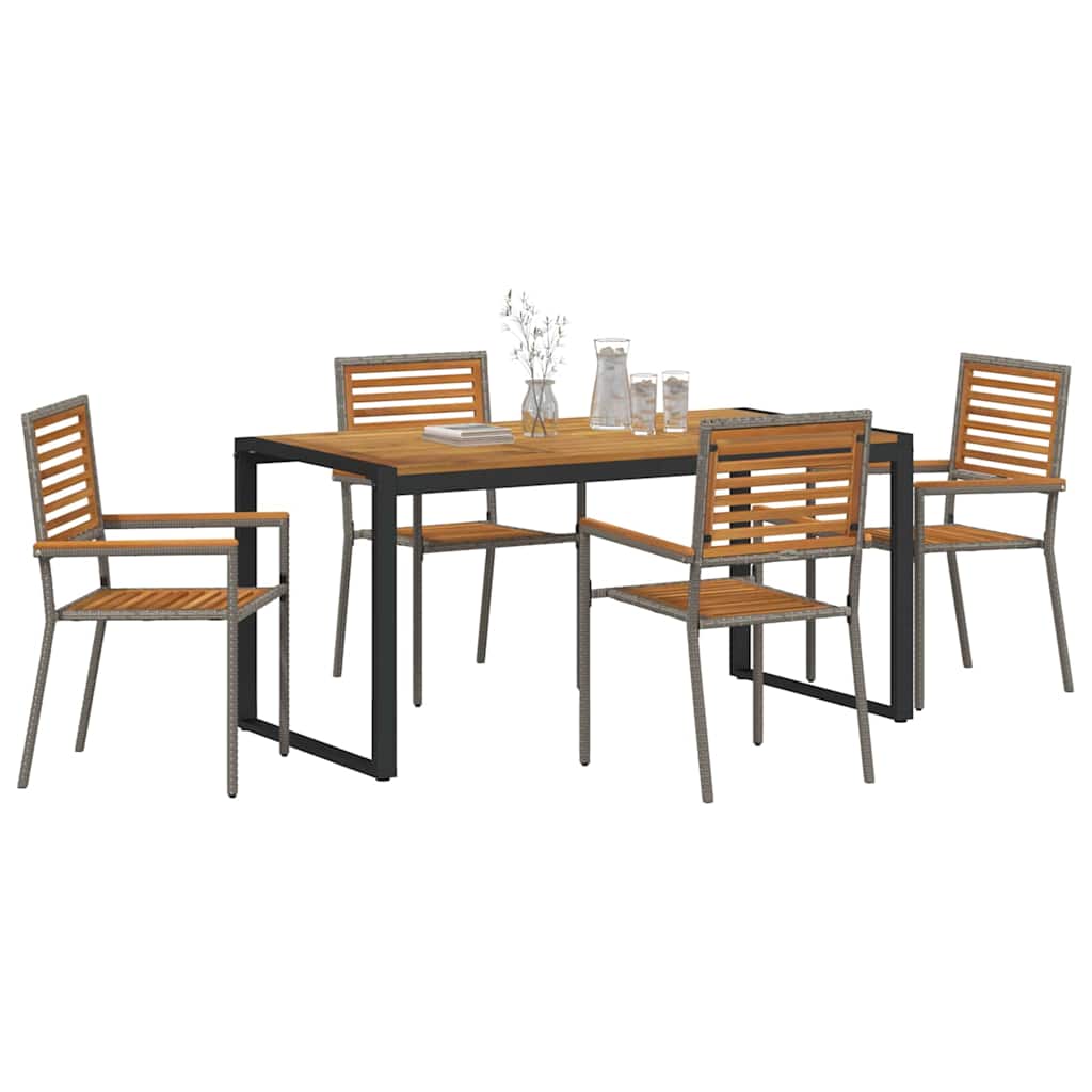 Garten Essgruppe 5 pcs Schwarz und Braun Poly-Rattan