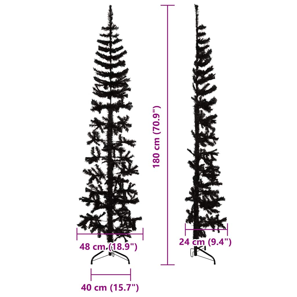 Künstlicher Halb-Weihnachtsbaum mit Ständer Schlank Weiß 180 cm