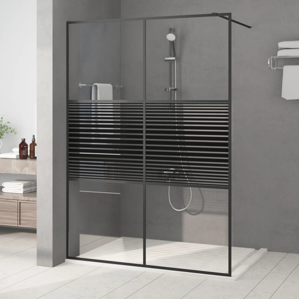 Duschwand für Begehbare Dusche Schwarz 100x195 cm ESG-Glas Klar