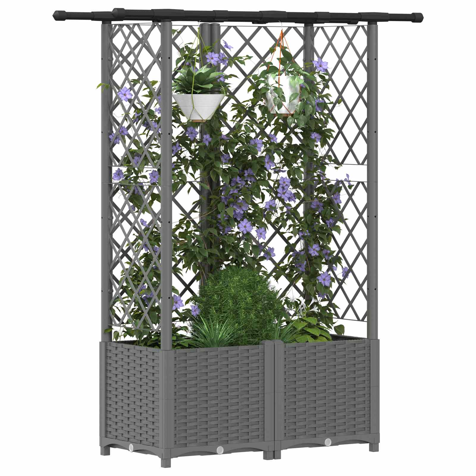 Hochbeet mit Rankgitter und Dach Braun 124 x 40 x 123 cm PP