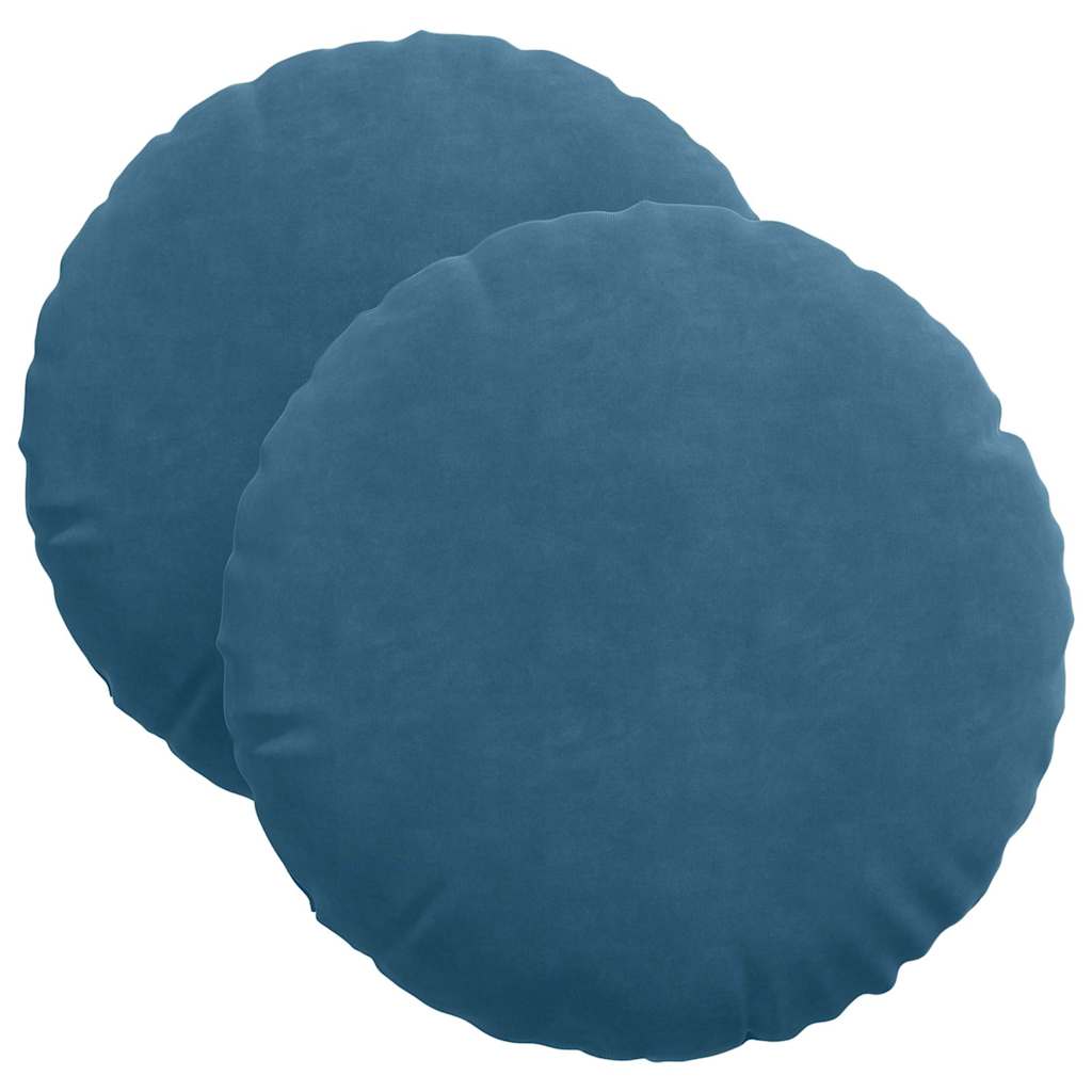 Sitzkissen 2 pcs Blau Ø30 x 13 cm Samt