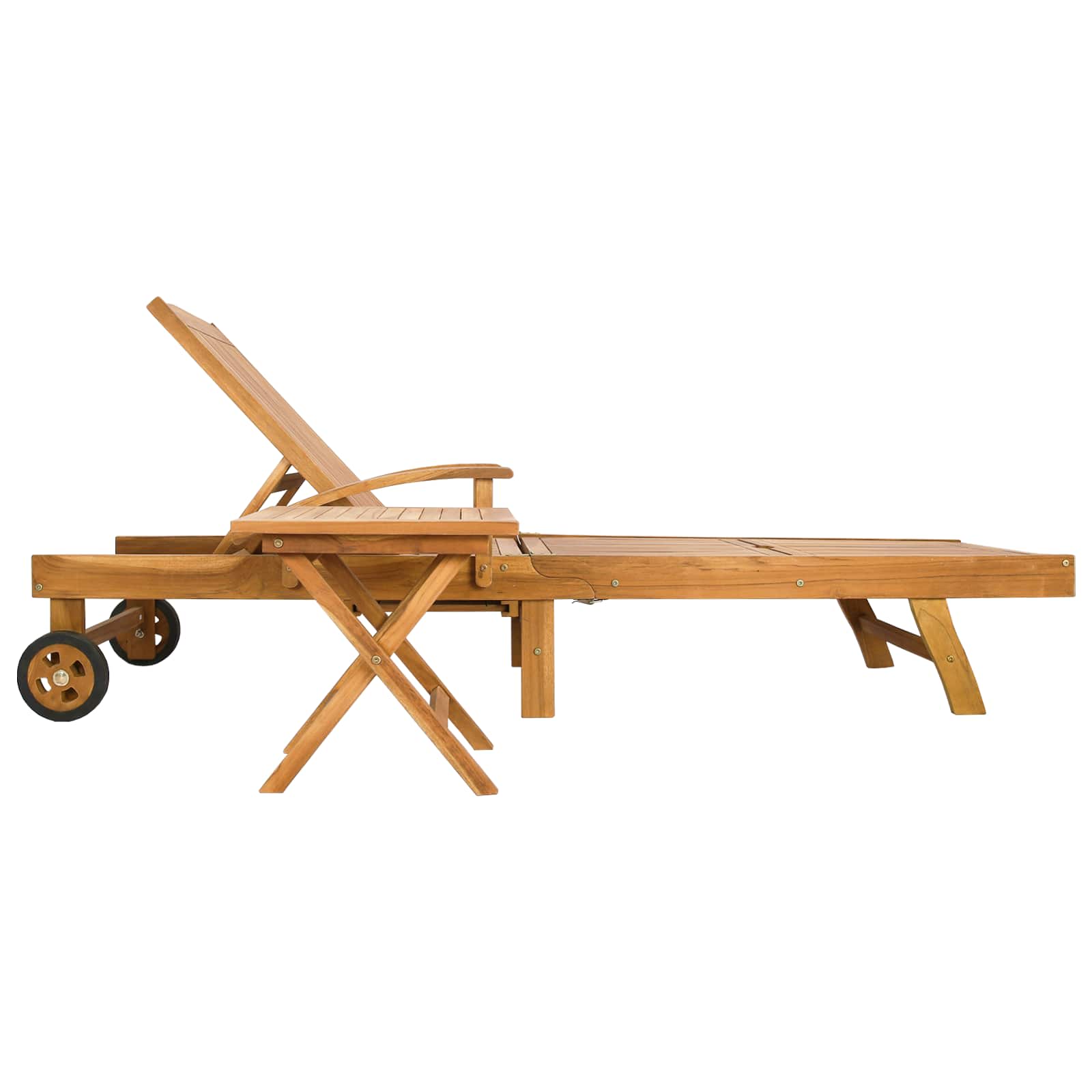 Sonnenliege 1-Person Braun Massivholz Teak