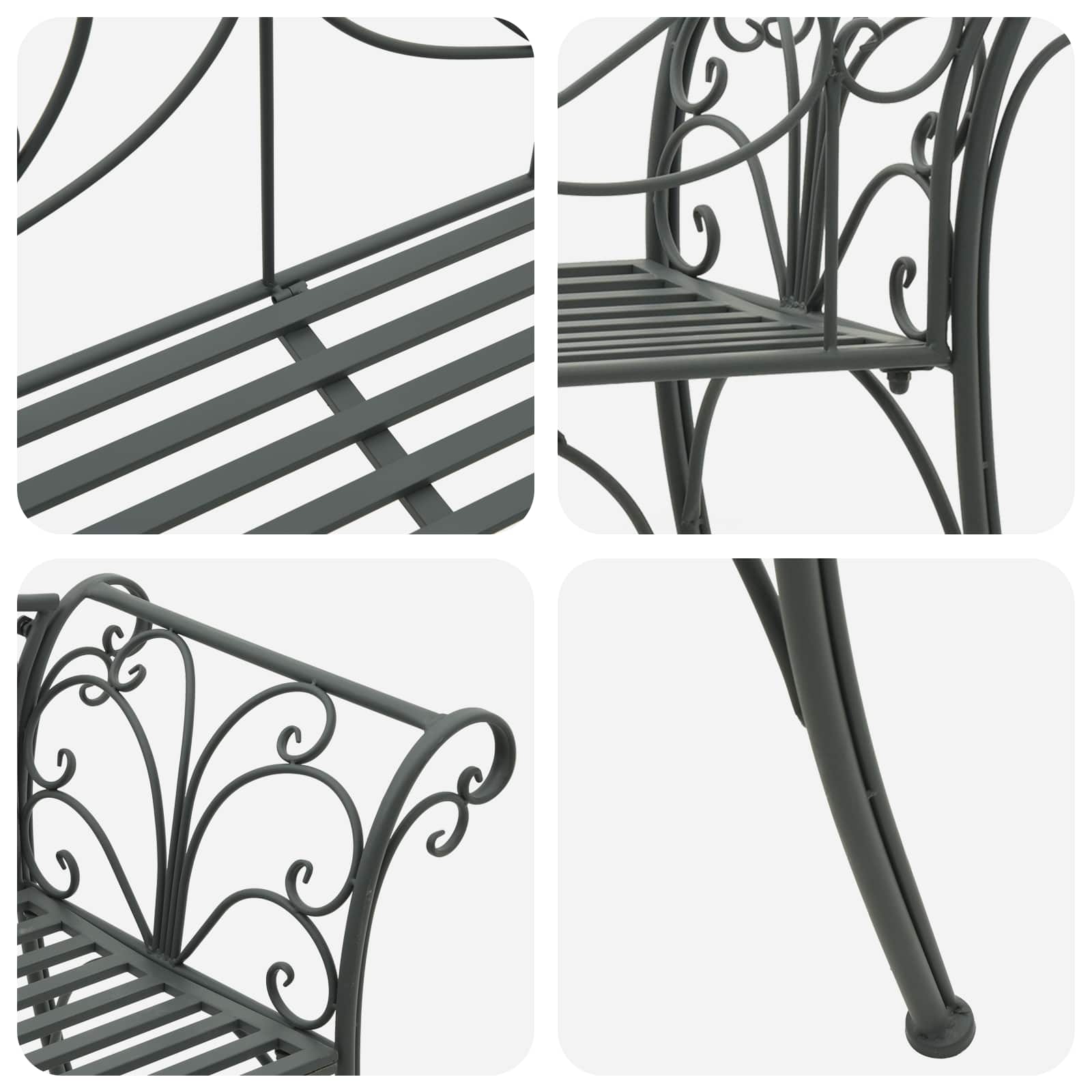 Gartenbank 2-Sitzanzahl 114 x 56,5 x 90 cm Stahl Silber Grau