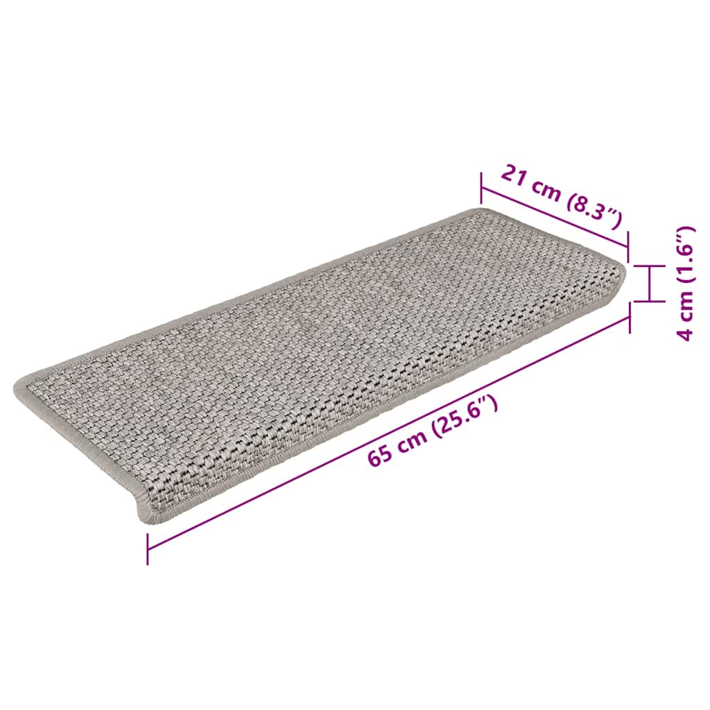 Treppenmatten Selbstklebend Sisal-Look 15 Stk. 65x21x4 Platina