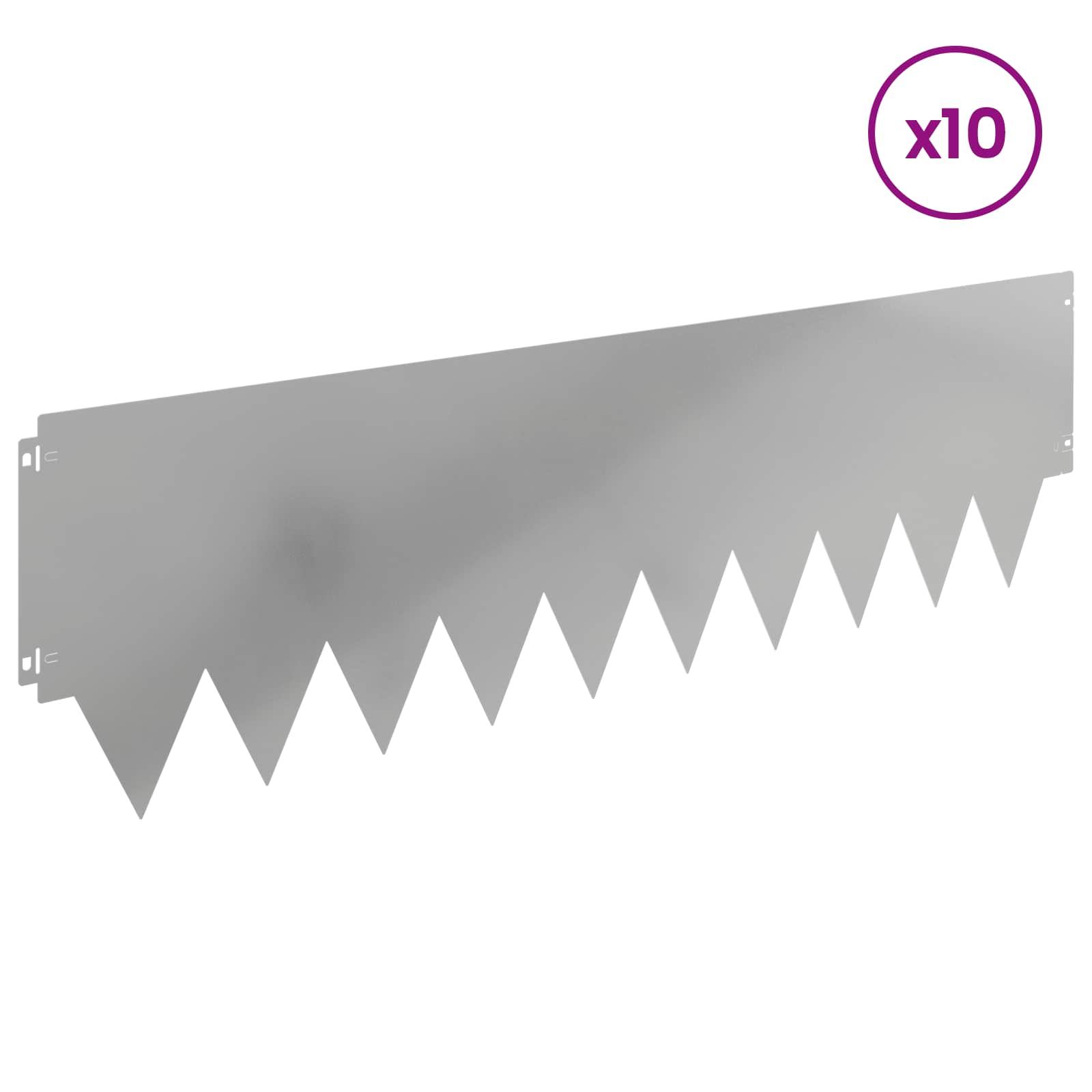 Raseneinfassung 10 pcs Länge Höhe 103 x 15 cm Stahl Schwarz