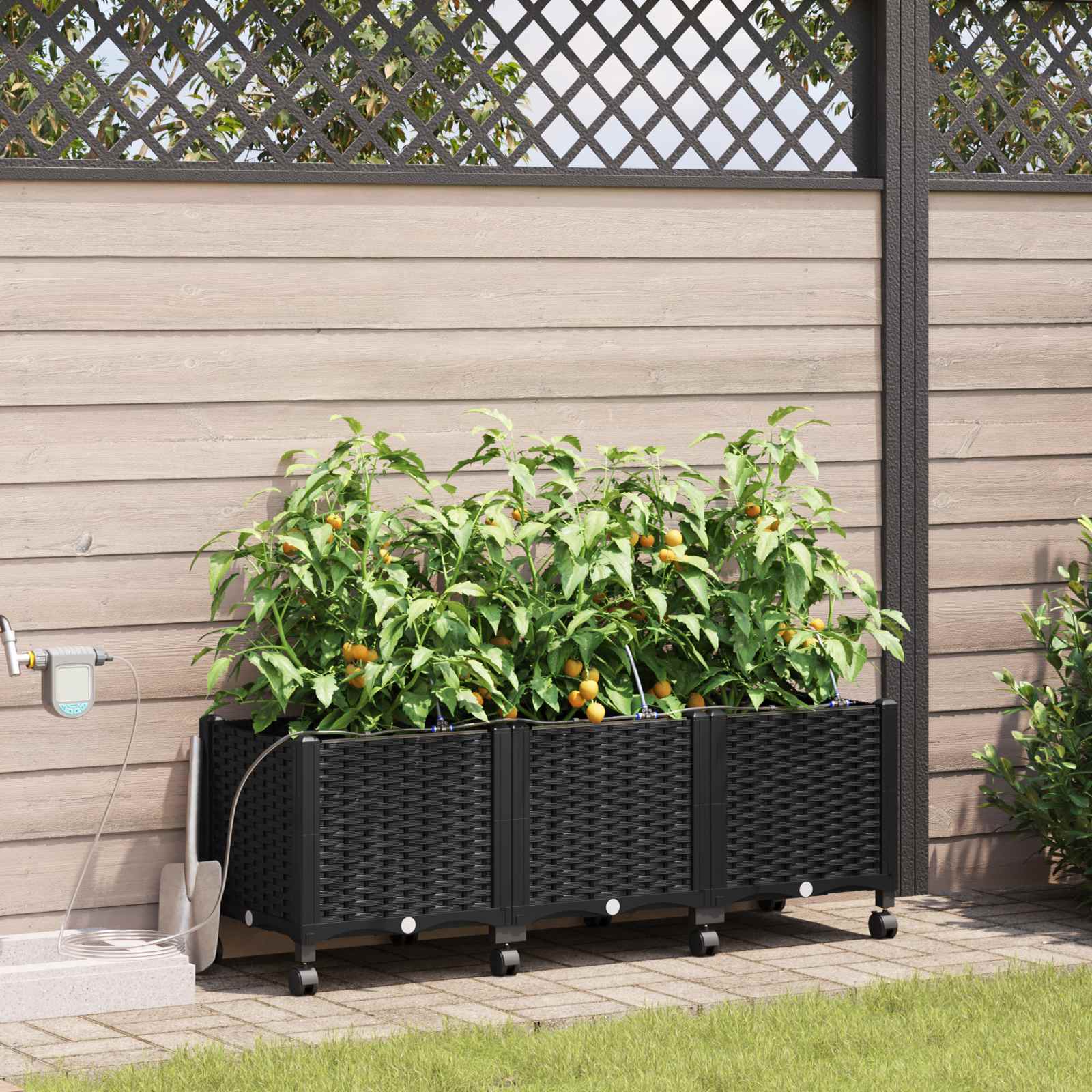 Garten-Pflanzgefäß 4 Stk. Braun 160 x 40 x 22 cm PP