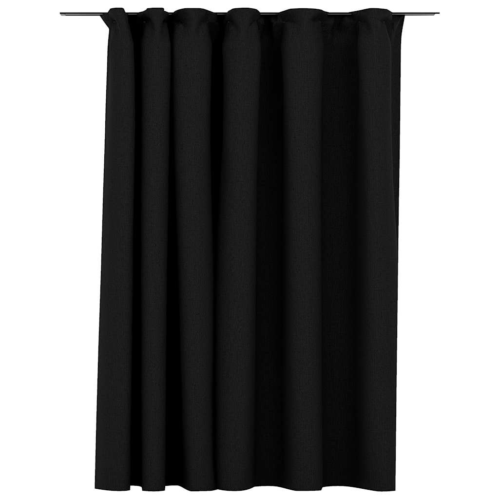 Verdunkelungsvorhänge mit Haken Leinenoptik Schwarz 290x245cm