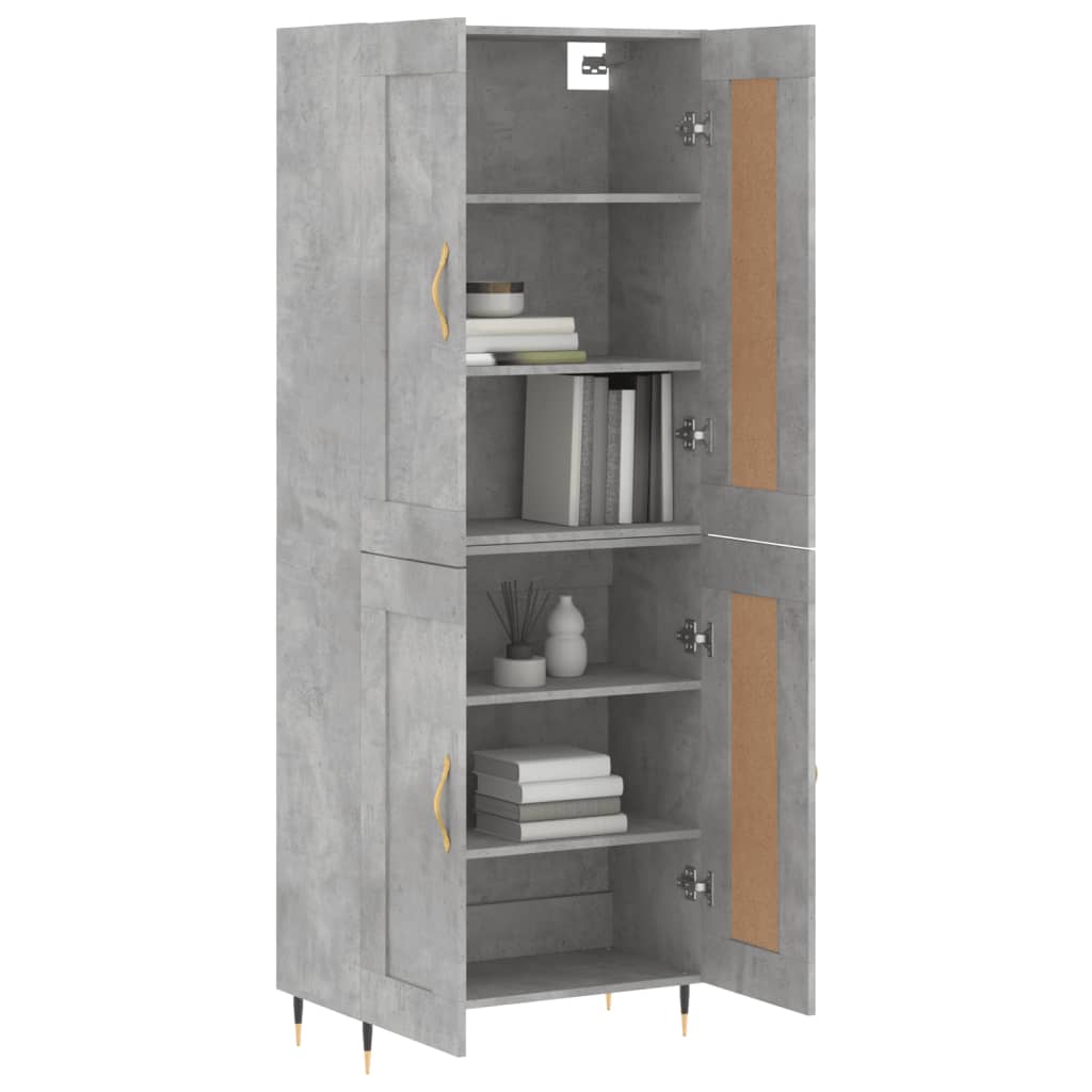 Highboard Betongrau 69,5x34x180 cm Holzwerkstoff