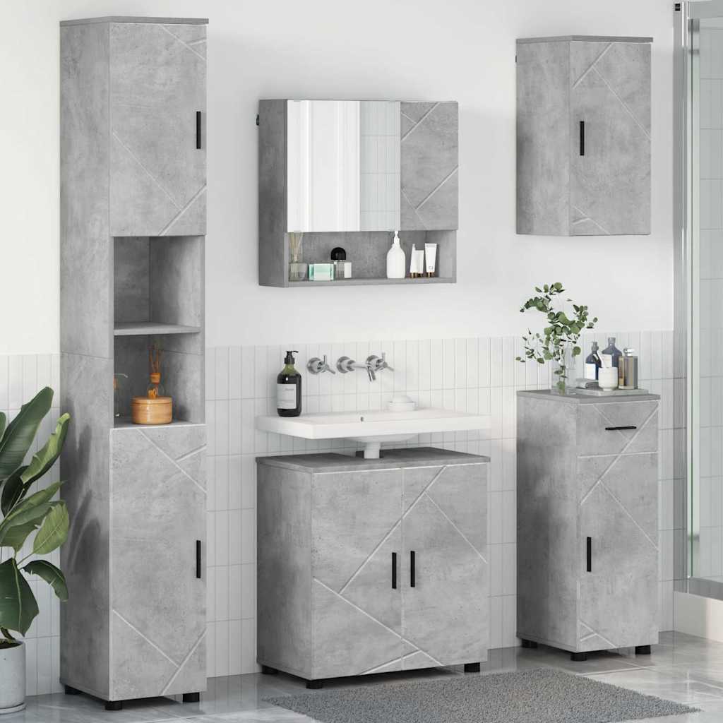 Badezimmermöbel-Set mit Tür 5 pcs Weiß Holzwerkstoff & Metall