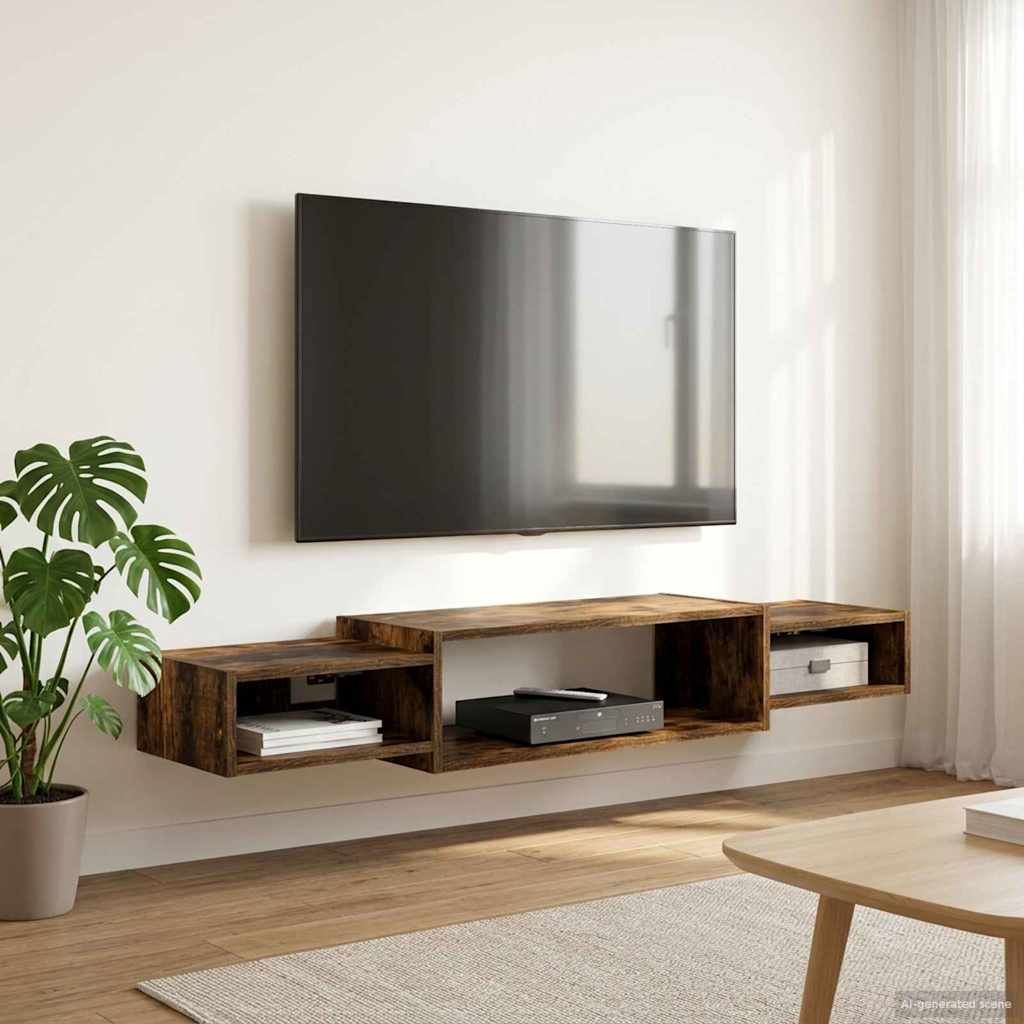 Wandmontierter TV-Schrank Wandhalterung Weiß 140 x 28 x 21 cm
