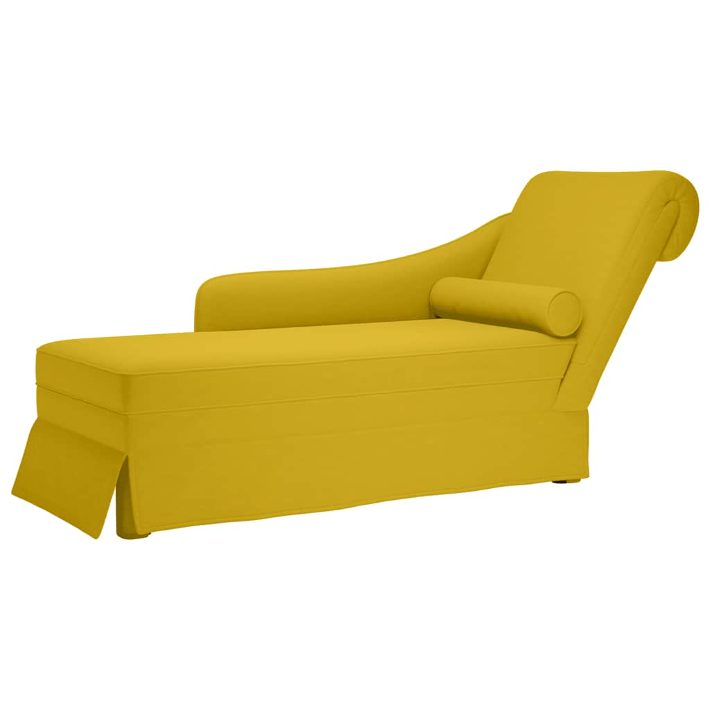Chaiselongue mit Nackenrolle und Rechter Armlehne Blau Samt