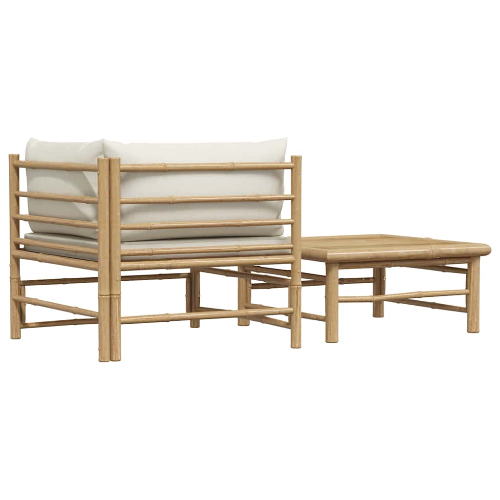 3-tlg. Garten-Lounge-Set mit Kissen Bambus