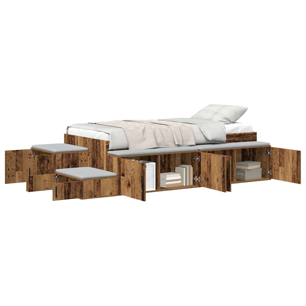 Aufbewahrungsbettgestell mit Speicher Weiß 80 cm Holzwerkstoff