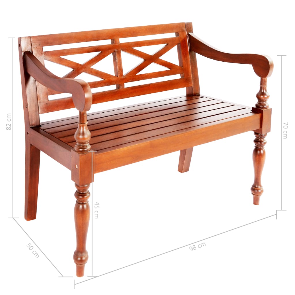 Batavia-Sitzbank 98 cm Mahagoni Massivholz Weiß