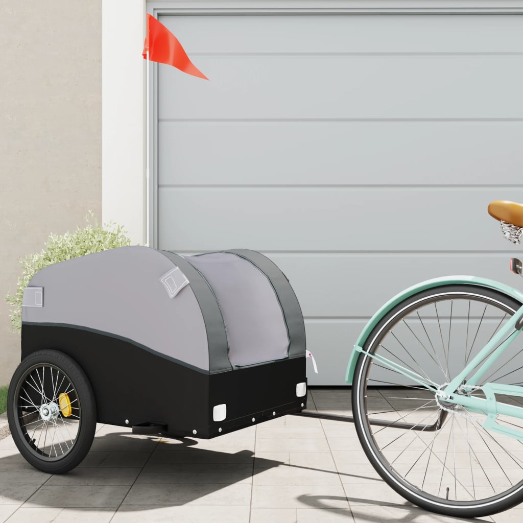 Fahrradanhänger Schwarz und Orange 30 kg Eisen