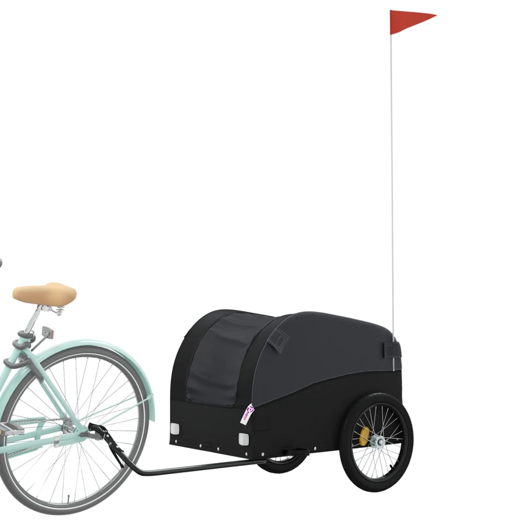 Fahrradanhänger Schwarz und Orange 30 kg Eisen