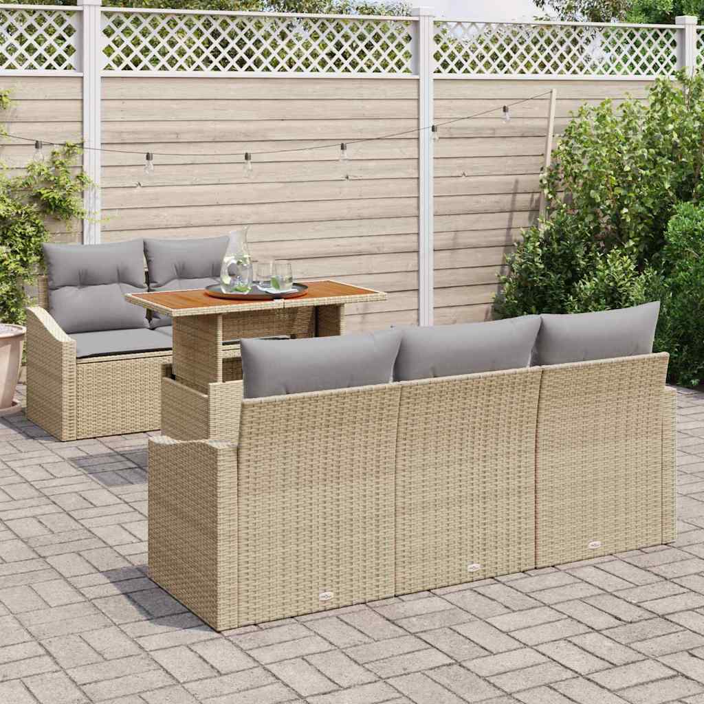 Garten Essgruppe mit Kissen 6 pcs Schwarz und Creme