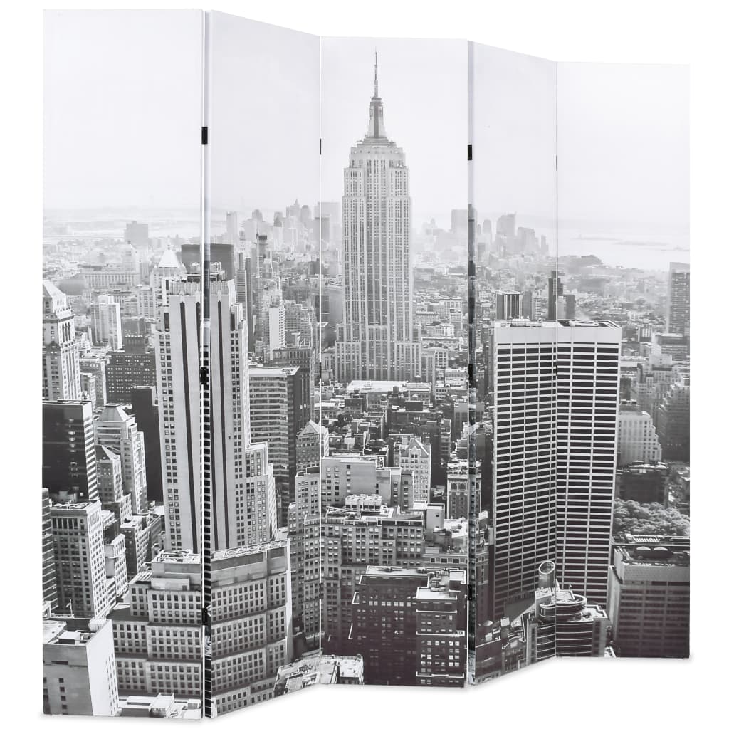Raumteiler klappbar 120 x 170 cm New York bei Tag Schwarz-Weiß