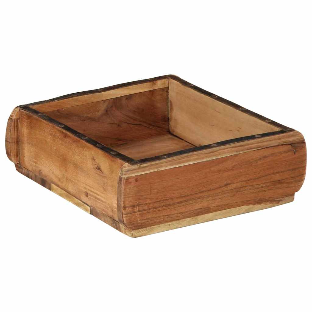 Tablett Braun 30 x 15 x 9 cm Massives upgecyceltes Holz