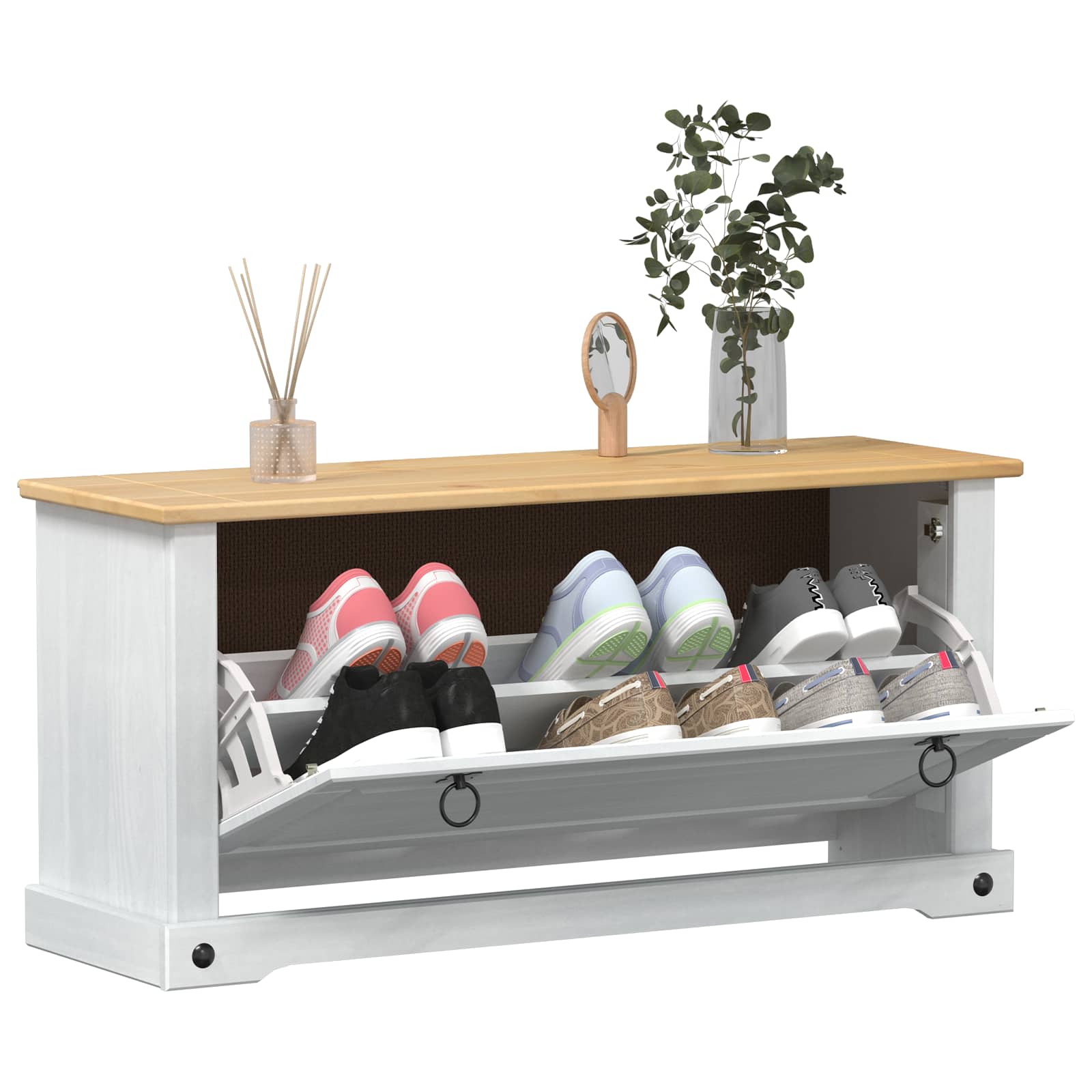 Schuhschrank Corona 99x32x47 cm Massivholz Kiefer
