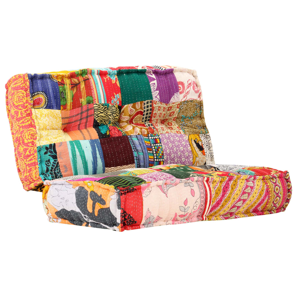 2-Sitzer Modularer Pouf Patchwork Stoff