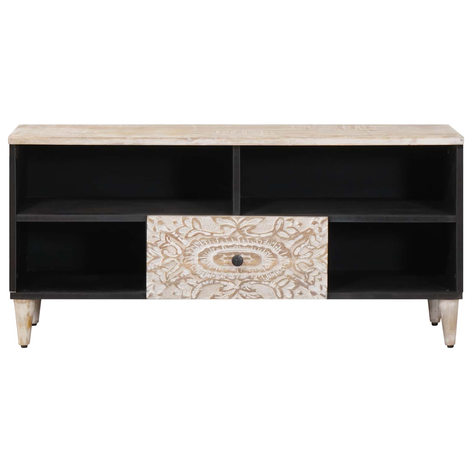 TV-Schränk mit Regal Braun 100 x 33,5 x 46 cm Massivholz Mango
