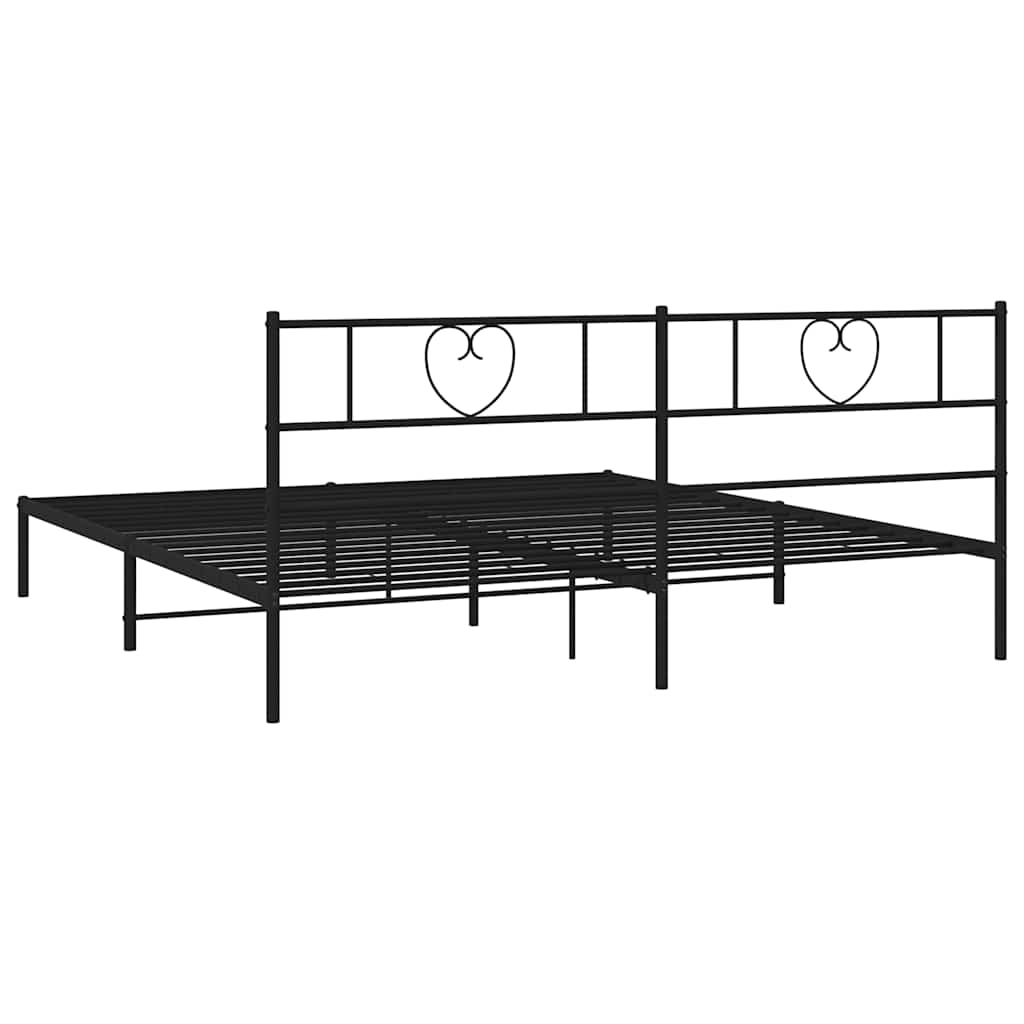 Bettgestell mit Kopfteil Metall Schwarz 100x190 cm