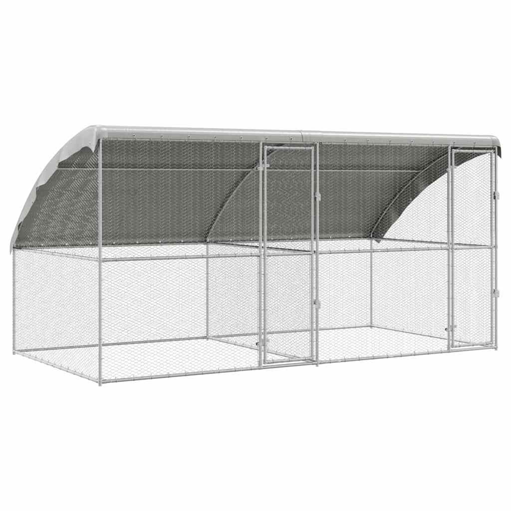 Hühnerkäfig 2 pcs Silber 400 x 200 x 200 cm Verzinkter Stahl