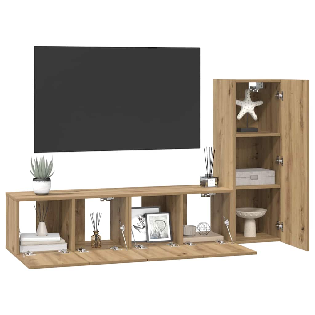3-tlg. TV-Schrank-Set Weiß Holzwerkstoff