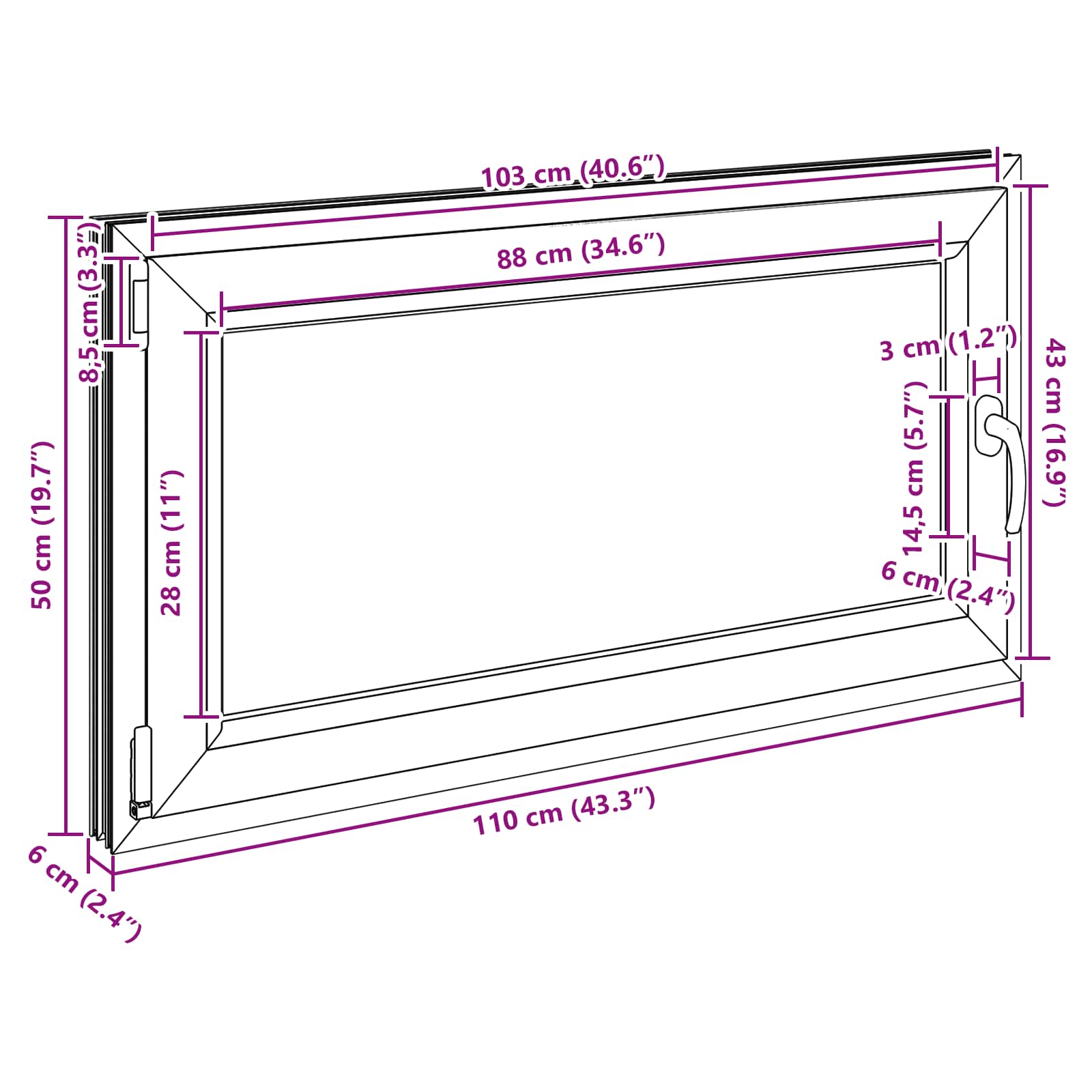Kellerfenster RISOR 50 x 50 cm PVC und Glas Weiß