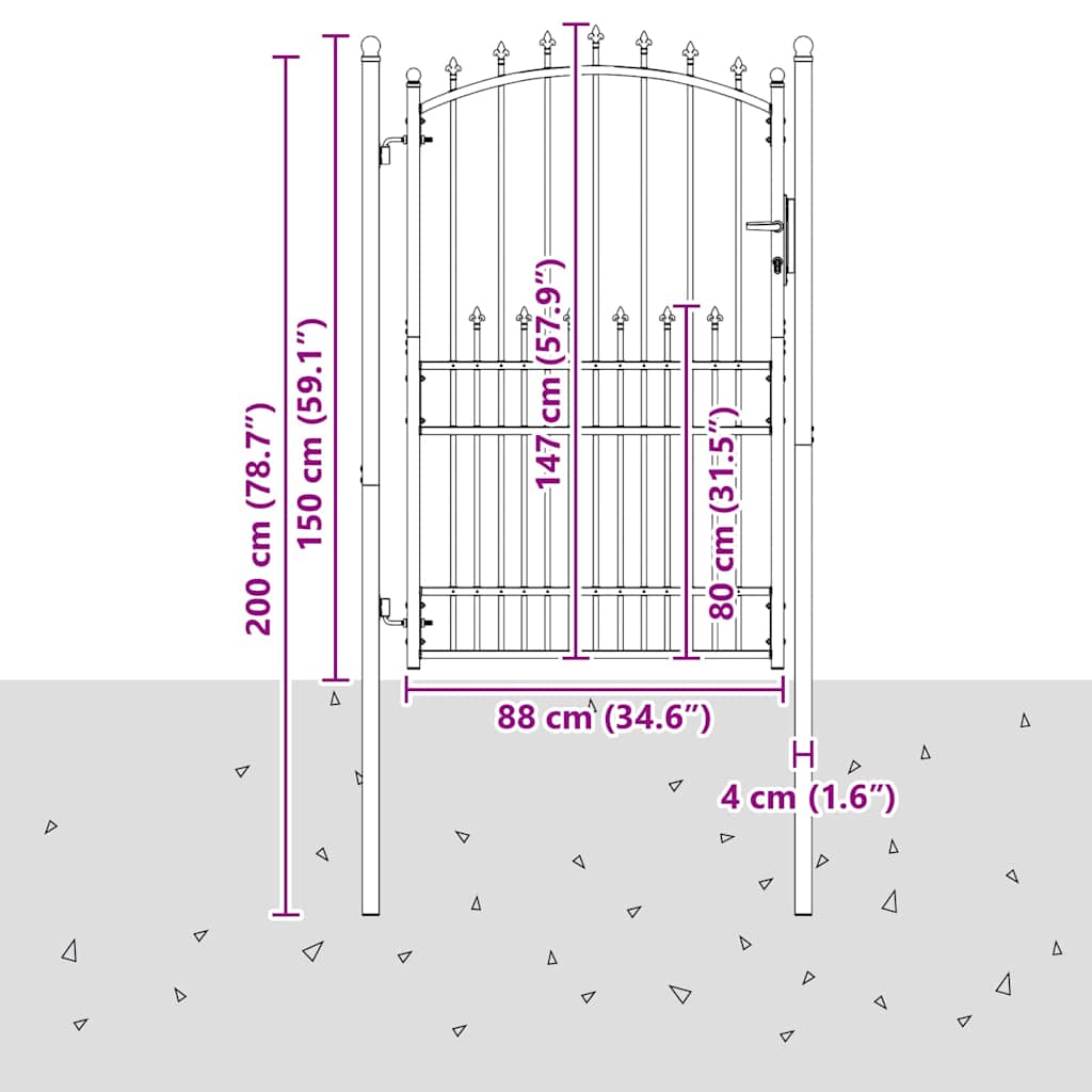 Zauntor EMMEN mit Spikes Stahl 104 x 97 cm Grün