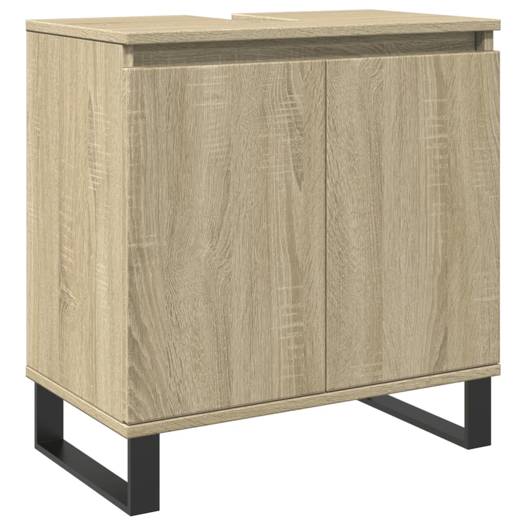 3-tlg. Badmöbel-Set Räuchereiche Holzwerkstoff