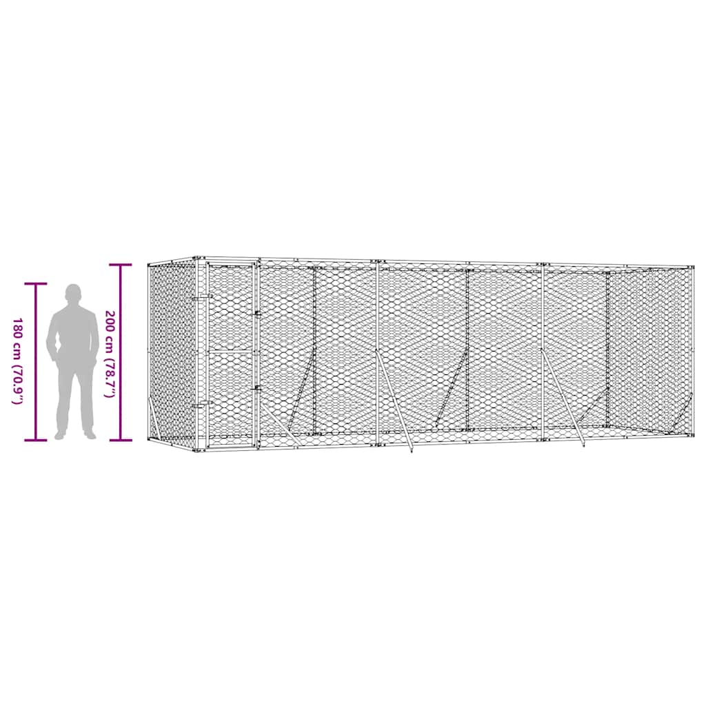 Outdoor-Hundezwinger Silbern 2x2x2 m Verzinkter Stahl
