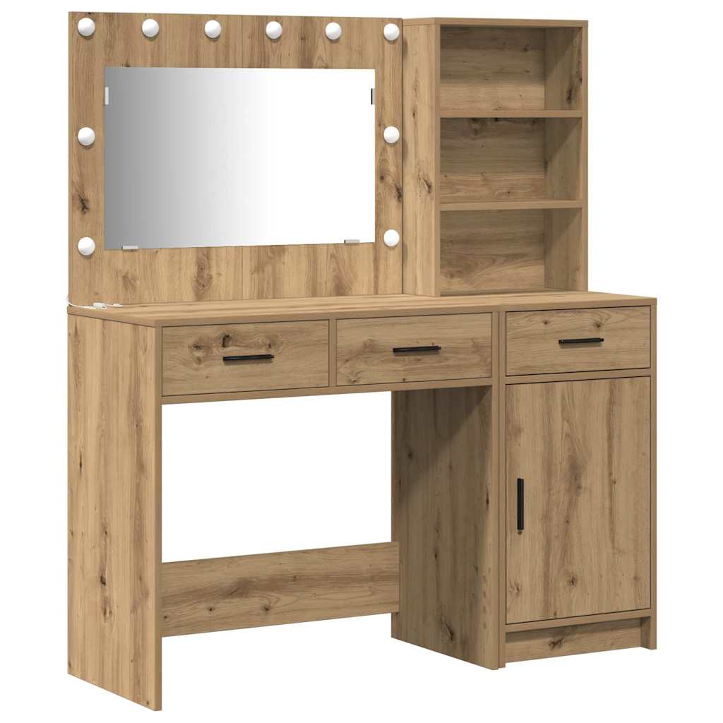 Schminktisch mit Spiegelbeleuchtung 2 pcs Weiß Holzwerkstoff