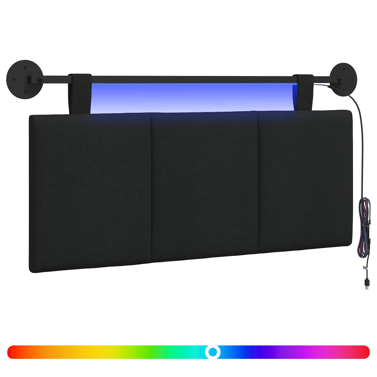Hängendes Kopfteil Mit LED Licht Wolkengrau Stoff