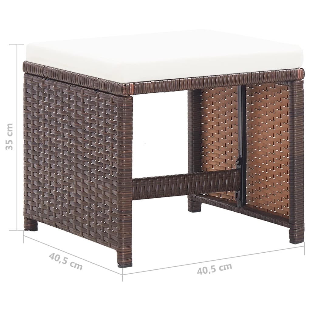 4-tlg. Gartenstuhl und Hocker Set Poly Rattan Schwarz