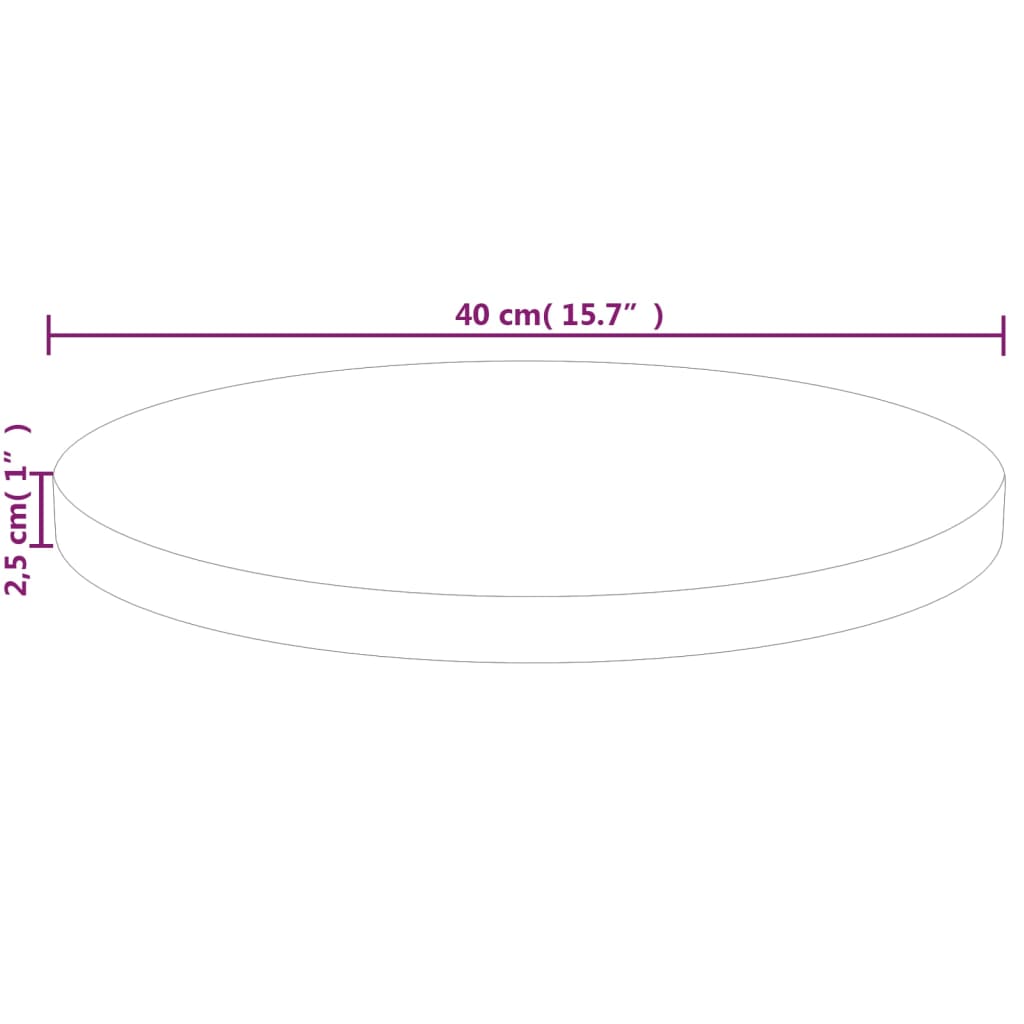 Runde Tischplatte Ø30x1,5 cm Unbehandeltes Massivholz Eiche
