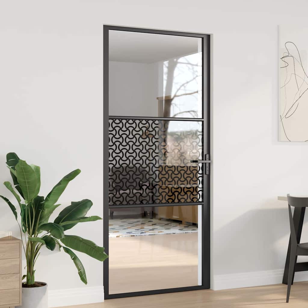 Innentür ESG Glas und Aluminium 76x201,5 cm Schwarz