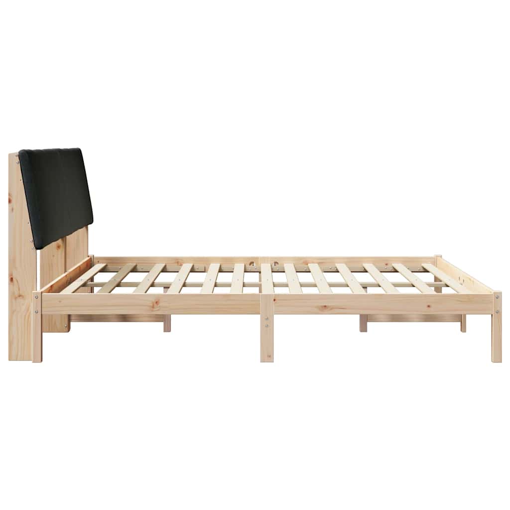Bettgestell Braun und hellgrau 200 x 200 cm Massivholz Kiefer