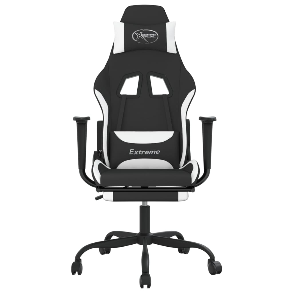 Gaming-Stuhl mit Massagefunktion Schwarz und Creme Stoff